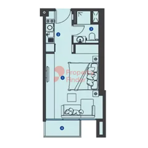 Floor plan, Studio, 380 sq ft