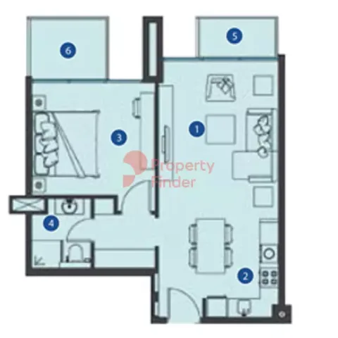 Floor plan, 1 Bed, 699 sq ft