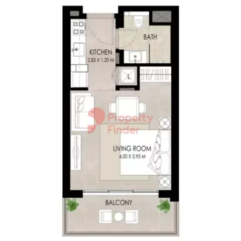 Floor plan, Studio, 402 sq ft