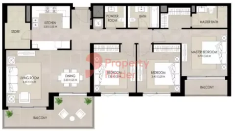 Floor plan, 3 Beds, 1,519 sq ft