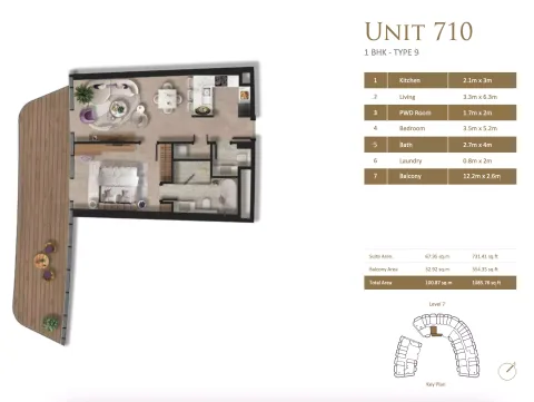 Floor plan, 1 Bed, 1,085 sq ft