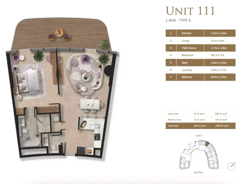 Floor plan, 1 Bed, 1,099 sq ft