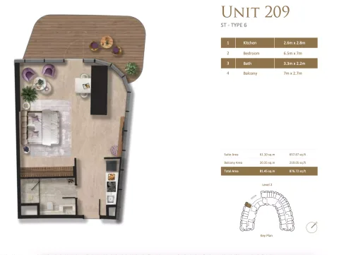 Floor plan, Studio, 876 sq ft