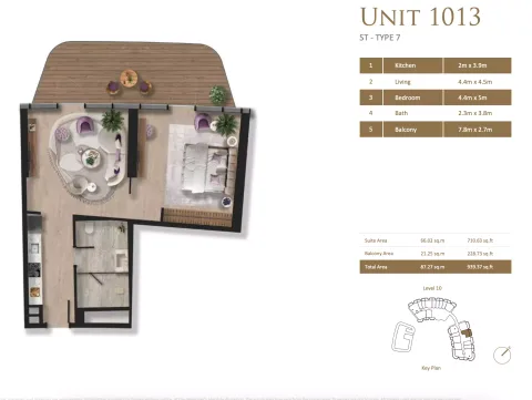 Floor plan, Studio, 939 sq ft