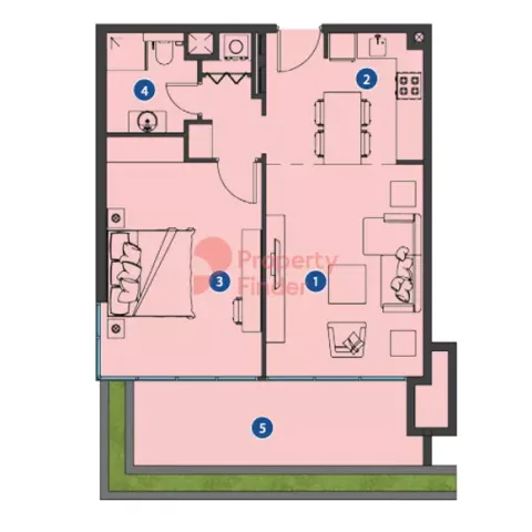 Floor plan, 1 Bed, 924 sq ft