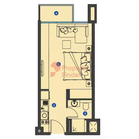Floor plan, Studio, 385 sq ft