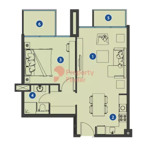 Floor plan, 1 Bed, 699 sq ft