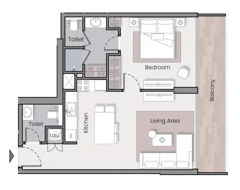Floor plan, 1 Bed, 777 sq ft