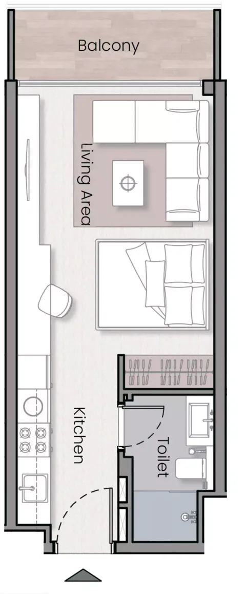 Floor plan, Studio, 375 sq ft