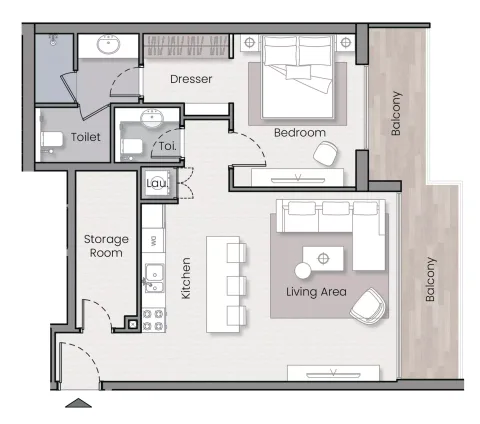Floor plan, 1 Bed, 894 sq ft