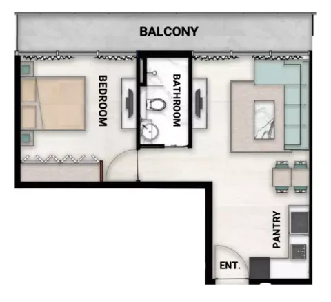Floor plan, 1 Bed, 743 sq ft