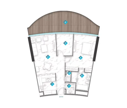 Floor plan, 1 Bed, 1,305 sq ft