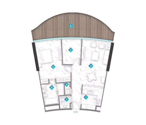 Floor plan, 1 Bed, 1,269 sq ft