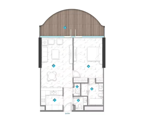 Floor plan, 1 Bed, 1,171 sq ft