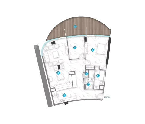 Floor plan, 1 Bed, 1,729 sq ft