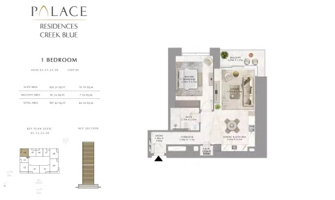 Floor plan, 1 Bed, 907 sq ft