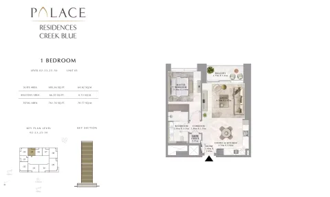 Floor plan, 1 Bed, 761 sq ft