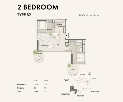 Floor plan, 2 Beds, 1,465 sq ft
