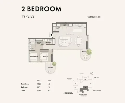 Floor plan, 2 Beds, 1,745 sq ft