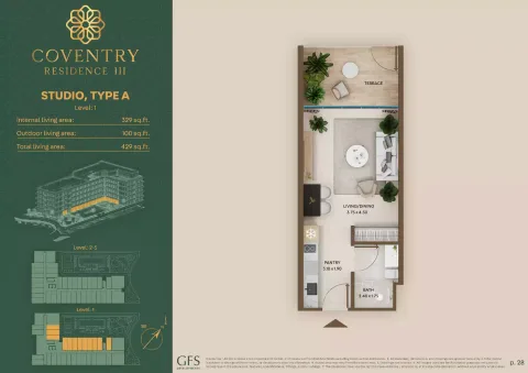 Floor plan, Studio, 429 sq ft