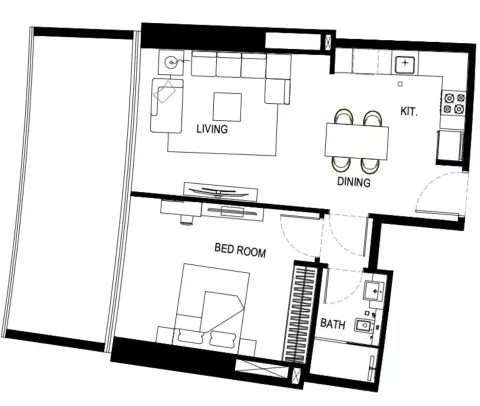 Floor plan, 1 Bed, 0 sq ft