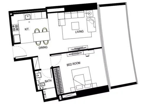 Floor plan, 1 Bed, 0 sq ft