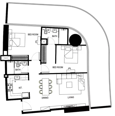 Floor plan, 2 Beds, 0 sq ft