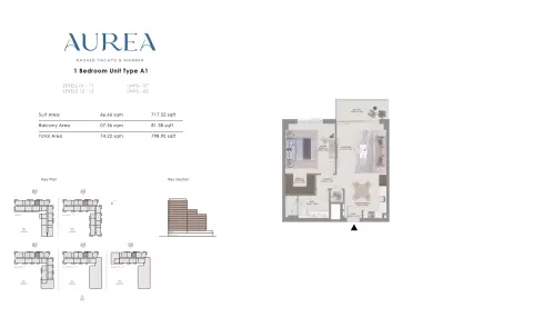 Floor plan, 1 Bed, 798 sq ft