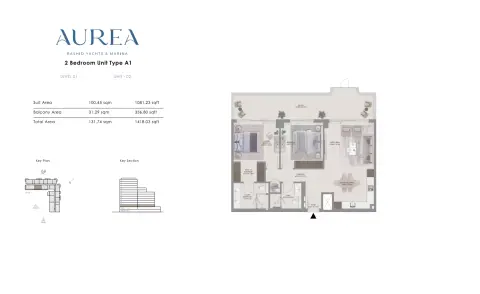 Floor plan, 2 Beds, 1,418 sq ft