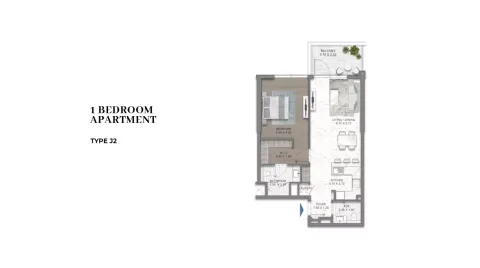Floor plan, 1 Bed, 0 sq ft
