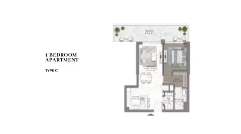 Floor plan, 1 Bed, 0 sq ft