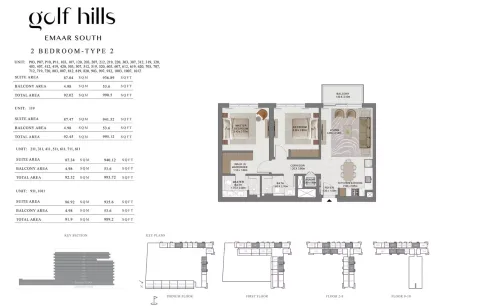 Floor plan, 2 Beds, 990 sq ft