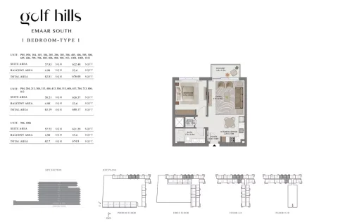 Floor plan, 1 Bed, 674 sq ft