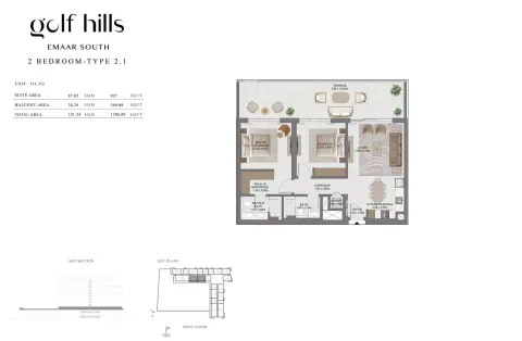 Floor plan, 2 Beds, 1,306 sq ft