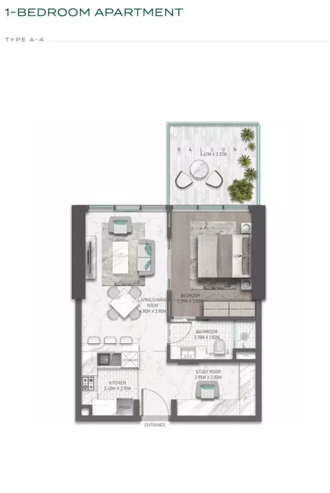 Floor plan, 1 Bed, 656 sq ft