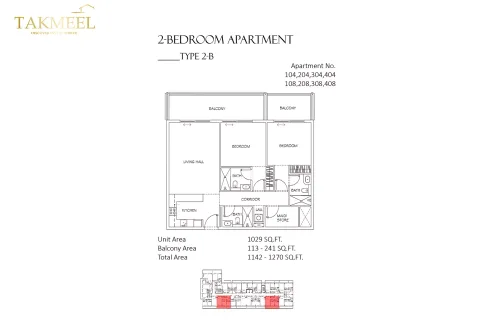 Floor plan, 2 Beds, 1,270 sq ft