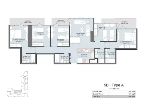 Floor plan, 5 Beds, 1,594 sq ft