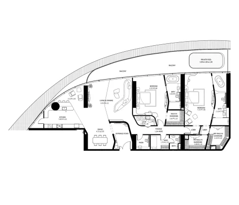 Floor plan, 2 Beds, 3,456 sq ft