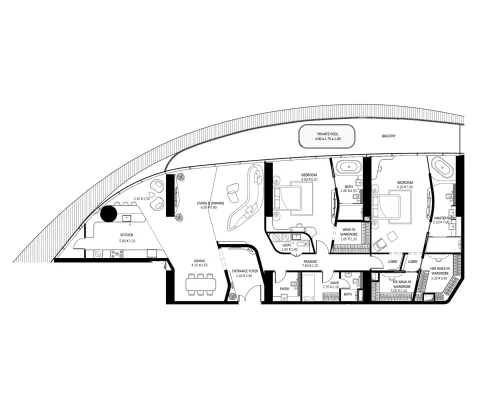 Floor plan, 2 Beds, 3,212 sq ft