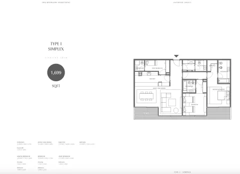 Floor plan, 2 Beds, 1,699 sq ft