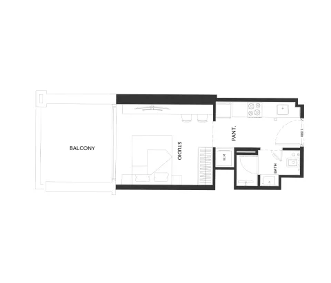 Floor plan, Studio, 376 sq ft