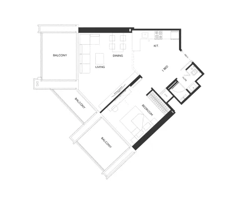 Floor plan, 1 Bed, 855 sq ft