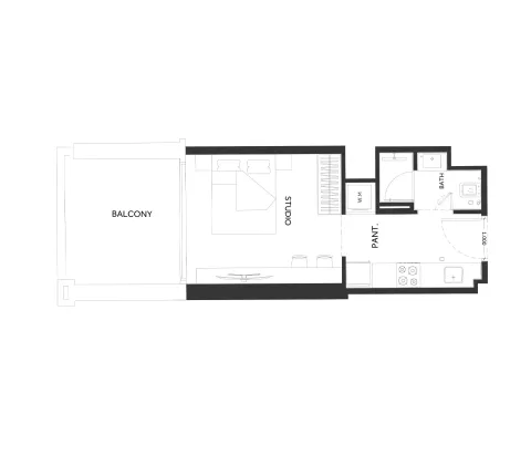Floor plan, Studio, 377 sq ft