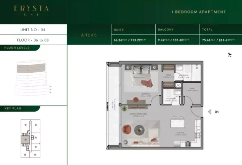 Floor plan, 1 Bed, 814 sq ft