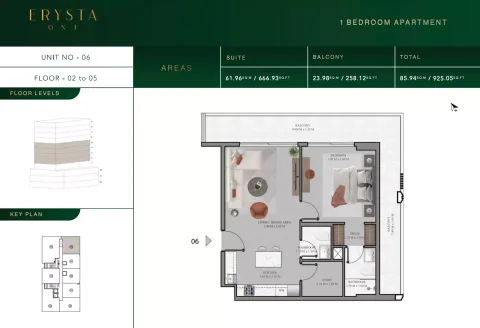 Floor plan, 1 Bed, 925 sq ft