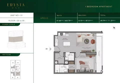 Floor plan, 1 Bed, 751 sq ft