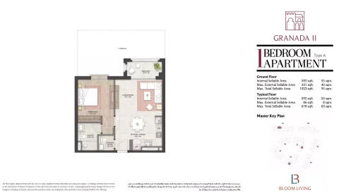 Floor plan, 1 Bed, 678 sq ft