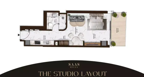 Floor plan, Studio, 530 sq ft