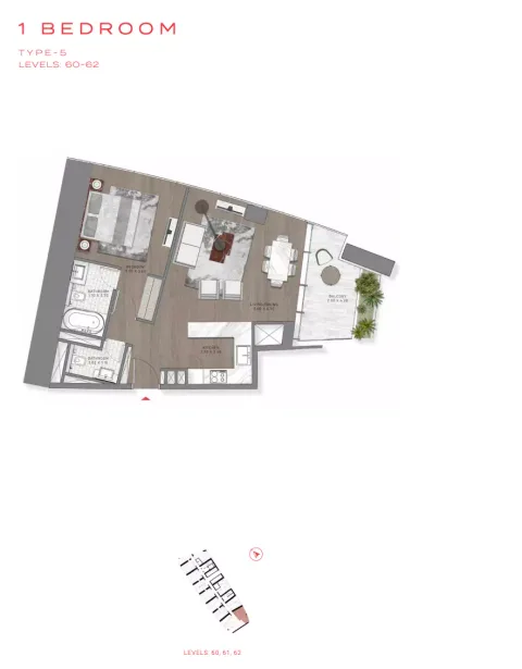 Floor plan, 1 Bed, 0 sq ft
