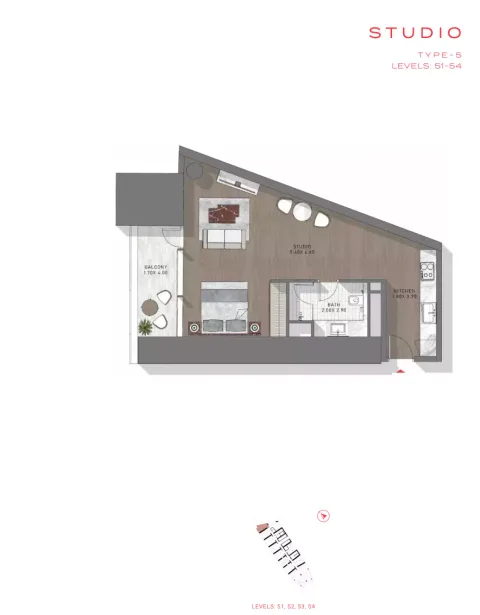 Floor plan, Studio, 0 sq ft